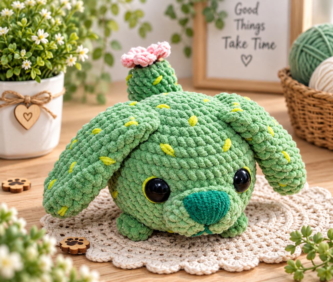 Cute Green Small Dog Crochet Pattern (Free Velvet Amigurumi)